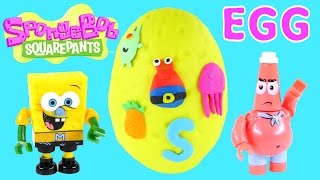 GIANT Spongebob Squarepants Egg Surprise ★ Play Doh Megabloks Lego Toys Huevo Sorpresa [upl. by Darbie]