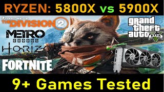 Ryzen 7 5800X vs Ryzen 9 5900X Gameplay Benchmarks AMD RX 6800XT Test in 7 Games [upl. by Keyte]