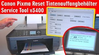 Canon Pixma druckt nicht  Tintenauffangbehälter Resttintentank voll  Reset Service Tool 3400 [upl. by Airretnahs]