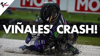 Viñales crashes on last lap battle with Marquez  2019 AustralianGP [upl. by Dorcea]