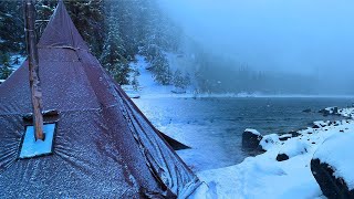 Hot Tent Camping In A Snowstorm [upl. by Norm]