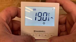 Saswell Programmable Room Thermostat  How To Set SAS920WHL [upl. by Rhona]