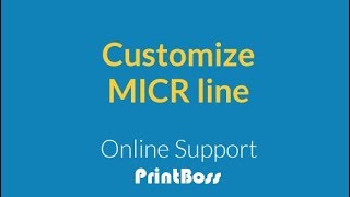 Customize MICR Line [upl. by Kosak]