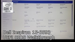 Dell Inspiron 15 3593 UEFI BIOS Setting Walkthrough [upl. by Goldina]