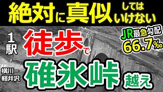 【碓氷峠】徒歩○時間 横川～軽井沢JR最急勾配は超苦行 【命懸け！一駅歩くシリーズ①】189系あさま号＋EF63形越えた坂【碓氷峠鉄道文化むら・信越線廃線跡】鉄道系歩行者アタック東雲 リスペクト [upl. by Ecinnej]