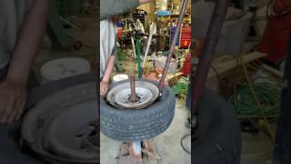 Coats vintage manual tire machine demo [upl. by Akeme759]