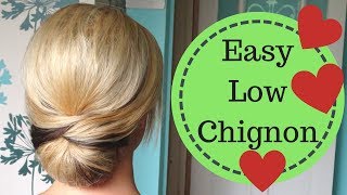 Easy Smooth Low Chignon Hairstyle Tutorial  Weddings prom holidays [upl. by Imelda]