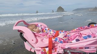 Reborn Baby Doll Goes to the Beach in Joovy Stroller [upl. by Suciram]