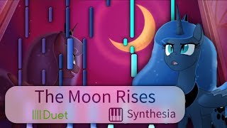 The Moon Rises Extended  Ponyphonic  ANIMATED DUET PIANO COVER wLYRICS  Synthesia HD [upl. by Rednasyl]