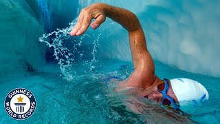 Swimming Under Antarctic Ice with Lewis Pugh  Guinness World Records [upl. by Wilden81]