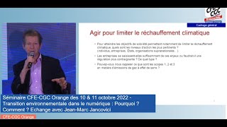 Jancovici  Transition dans le numérique  Pourquoi  Comment   Orange  11102022 [upl. by Pliske]