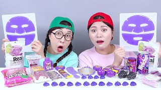 Purple Food Jelly Candy DONA Mukbang [upl. by Cale]