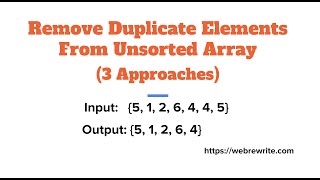 Remove Duplicate Elements from Unsorted Array  Java Code [upl. by Grishilde]