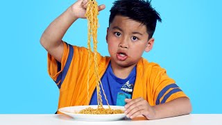 Spicy Noodle Challenge  Kids Try  HiHo Kids [upl. by Lockhart]