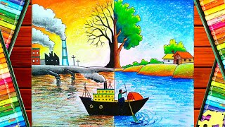 SAVE NATURE DRAWINGSAVE ENVIRONMENT POLLUTION DRAWINGSWACHH GANGA [upl. by Atenek370]