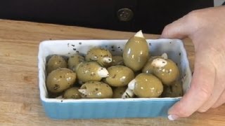 GarlicStuffed Olives Recipe  Italian Appetizers [upl. by Lubbock]