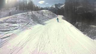 Skiing from the Top of Jafferau in Bardonecchia Italy down to the bottom in March 2016 [upl. by Ashwin]