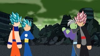 Goku and Vegeta VS Black and Zamasu Stick Fight [upl. by Enerual271]