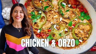 Easy Onepot Chicken and Orzo  The Mediterranean Dish [upl. by Annairt586]