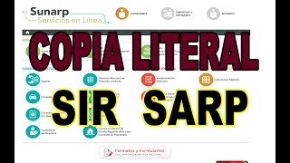 COMO SOLICITAR UNA COPIA LITERAL SIR Y SARP ONLINE EN SUNARPREGISTROS PUBLICOS [upl. by Callum]