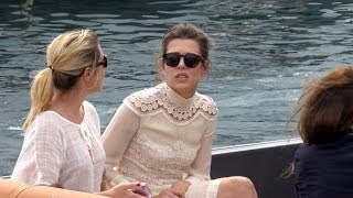 EXCLUSIVE  Charlotte Casiraghi arriving in boat at Port Canto in Cannes [upl. by Tnafni]