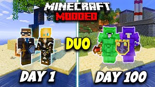 We Survived 100 Days on a MODDED Island  Duo Minecraft 100 Days [upl. by Kcirddec]