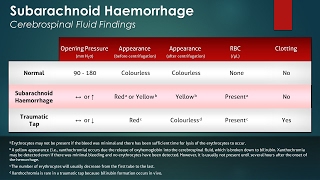 Subarachnoid Hemorrhage SAH Cerebrospinal Fluid Findings [upl. by Lemar]