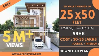 2550 House Design 3D  1250 Sqft  139 Gaj  5 BHK  Modern Design  Terrace Garden  8x15 Meters [upl. by Stavro857]