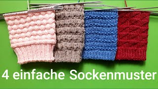 4 einfache Sockenmuster stricken [upl. by Oretos228]