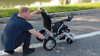 Electra7 Wide Lightweight Folding Power Wheelchair Extended Review [upl. by Acirderf]