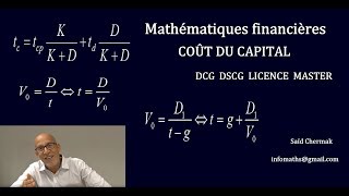 MATHÉMATIQUES FINANCIÈRES LE COÛT DU CAPITAL [upl. by Eetnod]