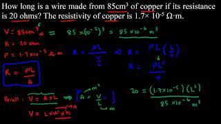 Sample Problem on Resistivity [upl. by Jurkoic]