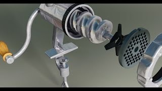 Meat grinder assembly animation Autodesk Inventor  Showcase [upl. by Beret]