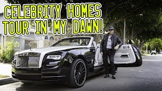 Celebrity homes tour around Beverly Hills in a Rolls Royce Dawn [upl. by Enitsenre]