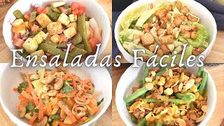 4 ENSALADAS FÁCILES Y DELICIOSAS  VIDA VEGANA [upl. by Karrah388]