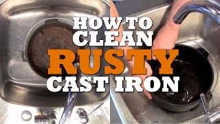 How to CLEAN And Reseason RUSTY Cast Iron [upl. by Yentruok]