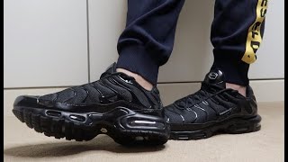 NIKE TN AIR MAX PLUS ON FOOT SNEAKER REVIEW amp UNBOXING BLACK [upl. by Adiene]