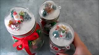 Snowglobe Christmas Mason Jar Craft [upl. by Jerrie98]