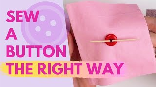 How To SEW A BUTTON  Hand Sewing Tutorial for Beginners [upl. by Airdna593]