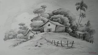 How to Draw Easy and Simple Landscape For Beginners with PENCIL [upl. by Ayortal]