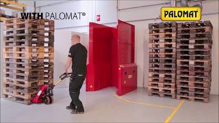 PALOMAT Pallet Dispenser  Automatic Pallet Stacking amp Destacking [upl. by Aitnom]