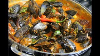 Mussels in a Spicy White Wine Tomato Sauce  CaribbeanPotcom [upl. by Sabra542]