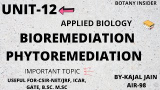 Unit12 Applied Biology  Bioremediation  Phytoremediation  Detailed  CSIRNET JRF [upl. by Geithner]