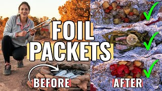 HOW TO MAKE FOIL PACKETS FOR CAMPING aka Hobo Meals How to assemble fold and cook [upl. by Tila]