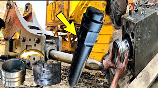 Doosan Excavator Jack Hammer And Bushing Replacement  Restoration Excavator Jack Hammer [upl. by Kari594]