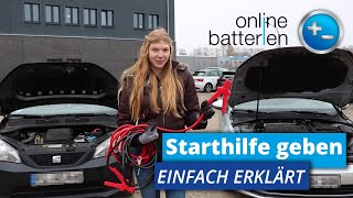 Starthilfe geben  Tutorial  Batterie überbrücken [upl. by Nava244]