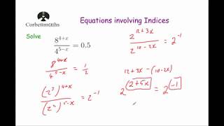 Equations with Indices  Corbettmaths [upl. by Niala]