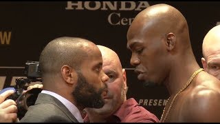 UFC 214 Daniel Cormier vs Jon Jones 2 Face Offs [upl. by Kcirdnekal942]