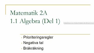 Matematik 2A kapitel 11  Algebra del 1 [upl. by Michelina]