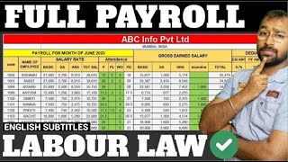 🔴How to make Payroll in Excel for beginners  Payroll Calculation as per Labour Laws [upl. by Suoirtemed]